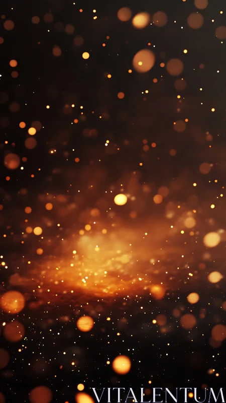 Bokeh light particles dispersed across dark atmospheric space