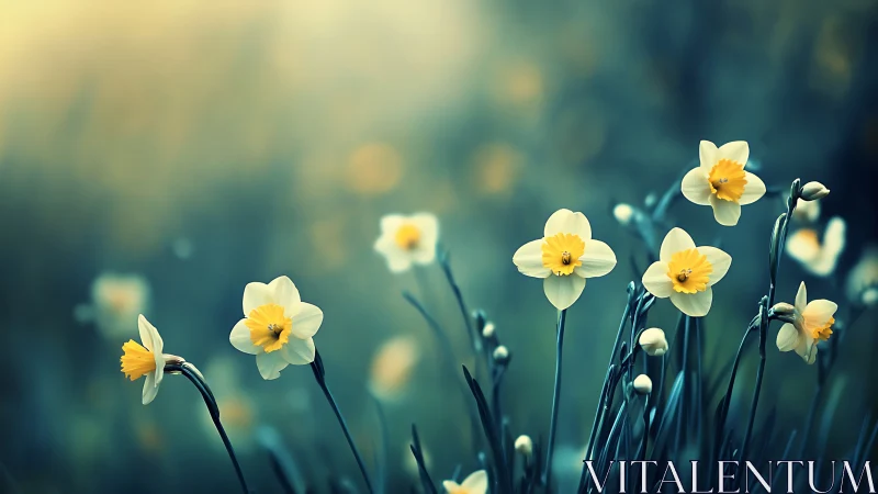 Spring's Gentle Whisper: Daffodils in Soft Focus.