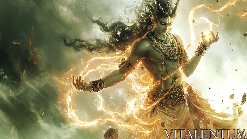 Divine warrior commands swirling golden elemental energy.