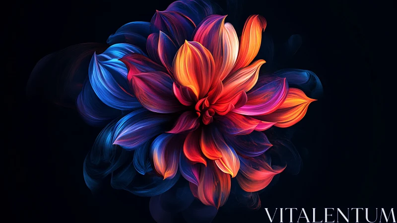 Neon Dahlia: Digital Bloom with Radiant Light Projection.
