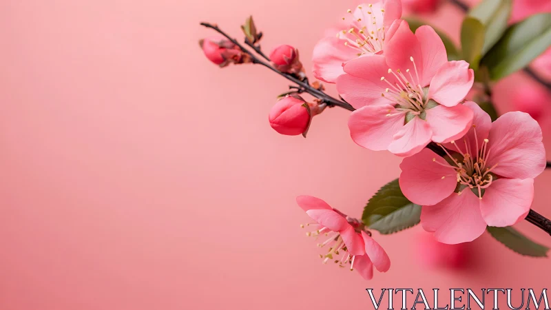 Pink Cherry Blossoms in Soft Focus Study.