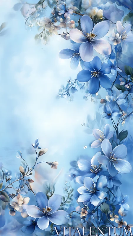 Dreamy Blue Flowers Dancing in Soft Light