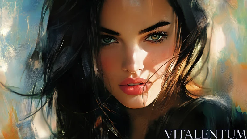 Soft sunlight kisses a soulful digital portrait face.