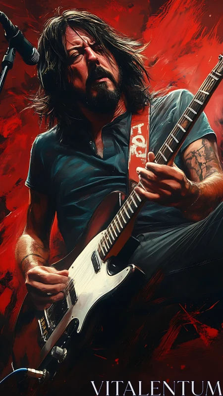 Guitar solo ignites a crimson storm of electric fervor