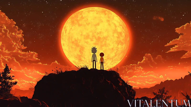 Warm sunset adventure with two friends sharing the sky together.