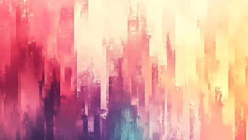 Abstract pastel vertical brushstroke digital art with warm tones.