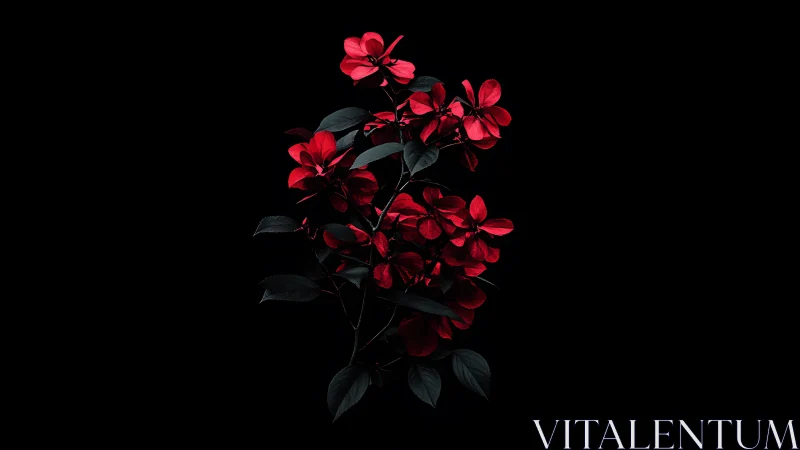 Deep Crimson Blooms Against Darkness.