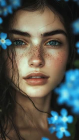 Freckled starlight gazes through a halo of electric blooms
