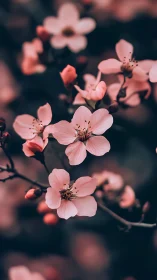 Pink Blossoms in Soft Focus: Botanical Macro Study.