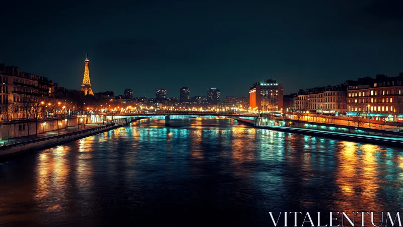 Illuminated Paris riverscape balances warm facades and cool reflections