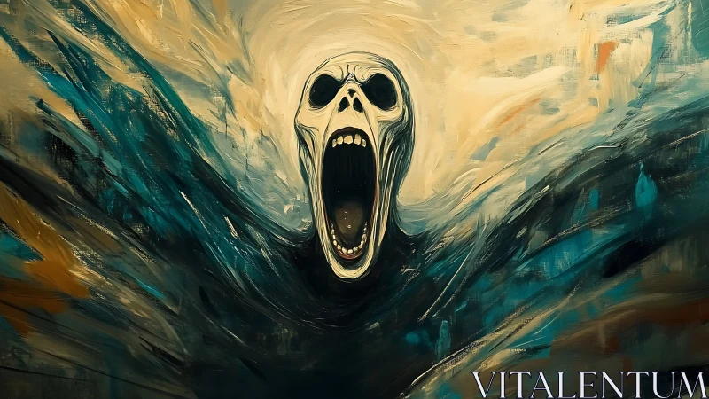 Spectral skull vortex under turbulent chromatic currents.