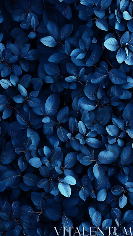 Monochromatic deep blue foliage pattern with directional top lighting