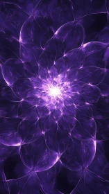 Luminous violet fractal flower radiates ethereal cosmic energy