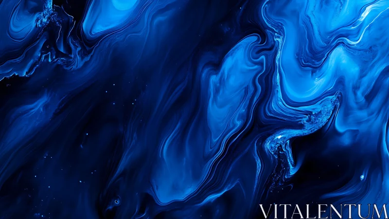 Electric cobalt fluid waves swirl through deep cosmic void.