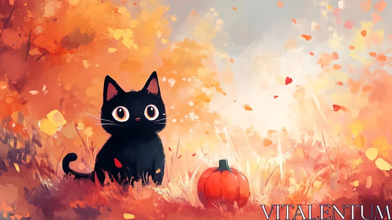 Black Cat's Enchanted Autumn: A Whimsical Tale Unfolds