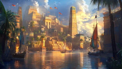 River of Suns: Golden Temple-City at Dawn’s Quiet Edge.