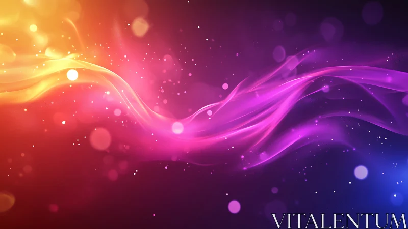 Warm neon ribbons drifting through a dreamy night sky.