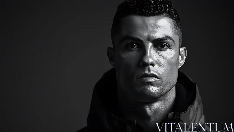 Monochrome male portrait in dramatic side lighting.