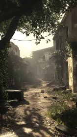 Sunlit ruins whisper softly through a dust filled alleyway