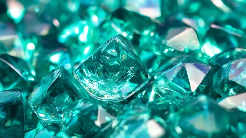 Shimmering teal crystals glowing in a sea of soft light.