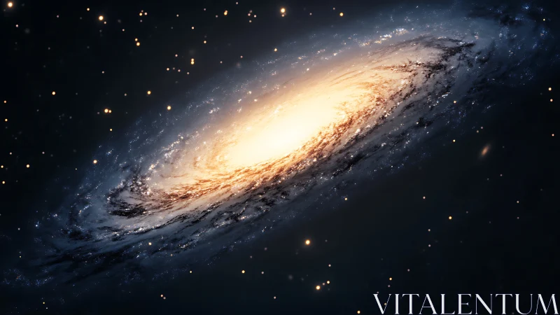 Spiral galaxy with bright core and scattered star field.