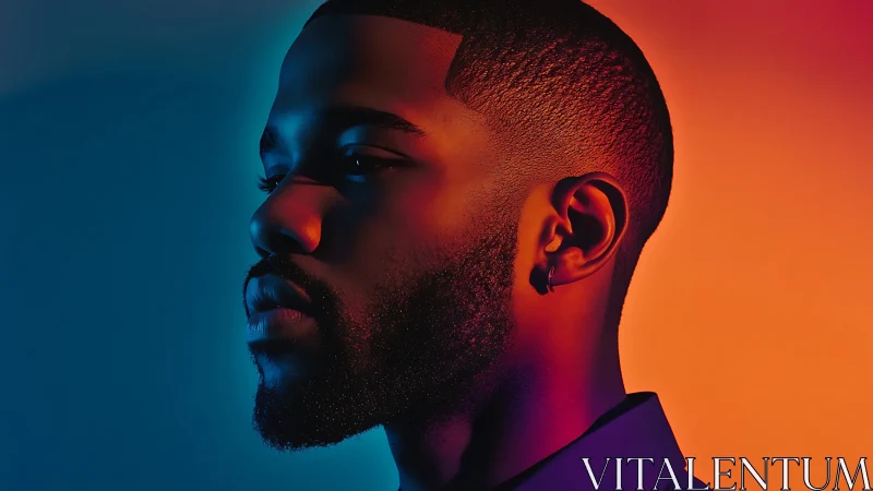 Dual-gel low-key portrait with cyan rim light and warm key glow