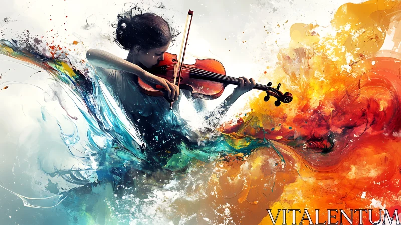 Violinist pours liquid color into a storm of painted sound