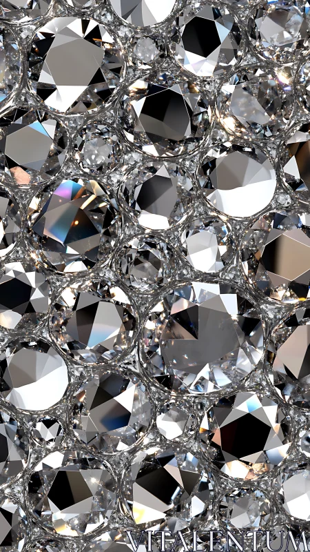 Close-up view of clustered cut gemstones in bright light.