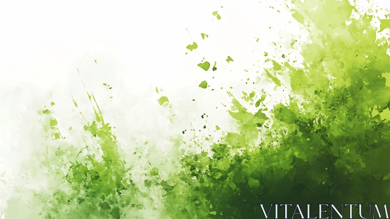 Green watercolor splash background with abstract foliage