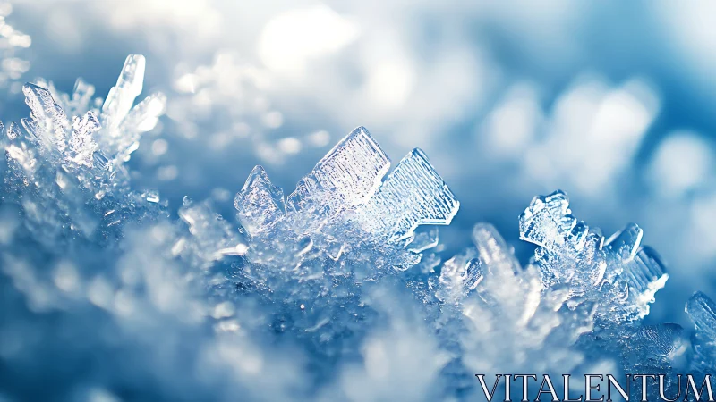Macro study of crystalline snowflakes with shallow depth of field