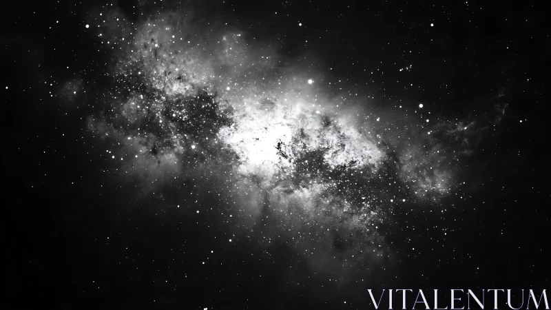 Starlit galaxy cloud drifts gently through a quiet black sky