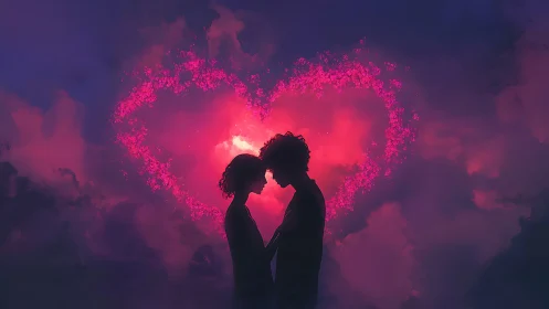 Two Hearts Glowing in Neon Dreams.