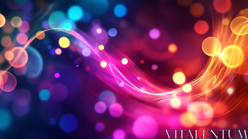 Neon ribbon rivers swirling through a bokeh nightscape.