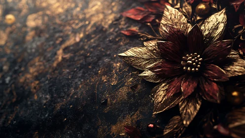 Golden petals glowing softly on a dark, dreamy canvas.