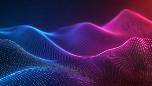 Gradient point-mesh waves forming abstract digital surface.