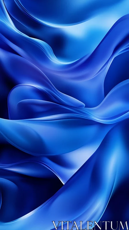 3D fluid blue folds with layered satin wave geometry.