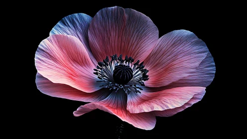 Delicate Anemone Blossom Glows in Serene Beauty