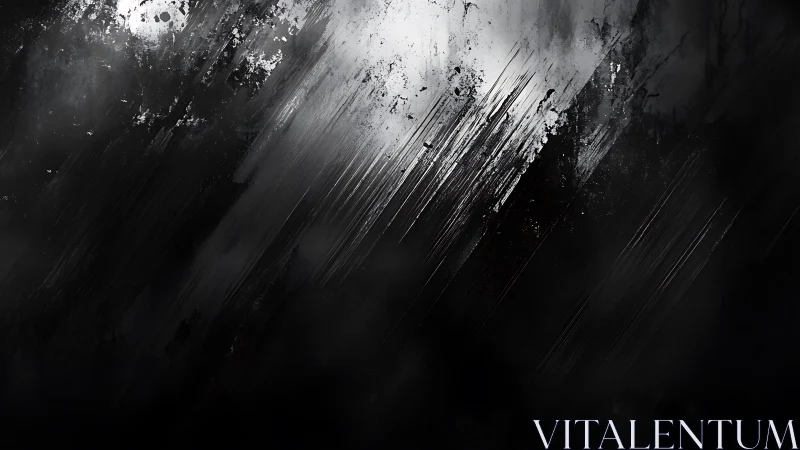 Abstract black and white grunge background with dynamic brush strokes.