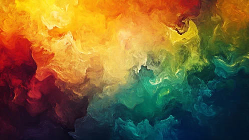 Multicolored abstract swirl with warm and cool gradients.