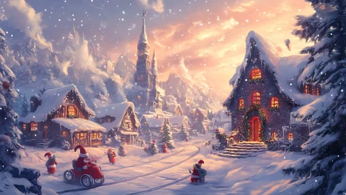 Snowy village sparkles as Santa’s elves rehearse Christmas eve