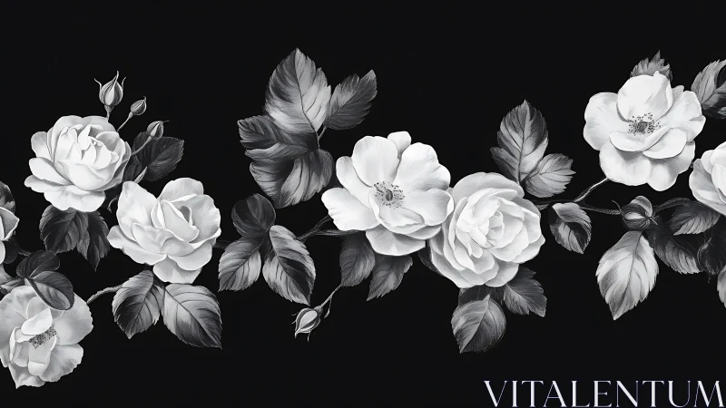 Graceful Roses in Monochrome Bloom.