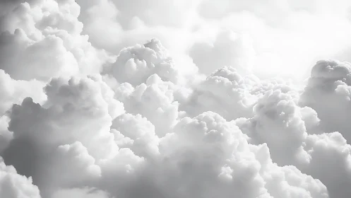 Volumetric cumulus cloudscape in soft diffused daylight.