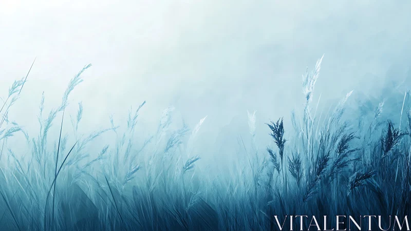 Gentle frost-kissed grasses swaying in soft morning hush.