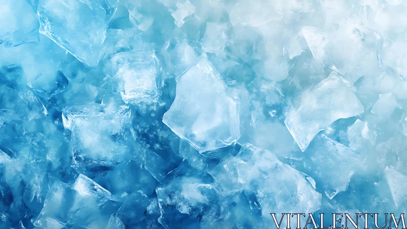 Clustered translucent ice cubes in cool blue lighting.