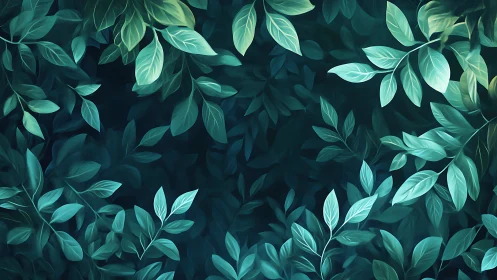 Lush teal foliage fills dark background with layered leaves
