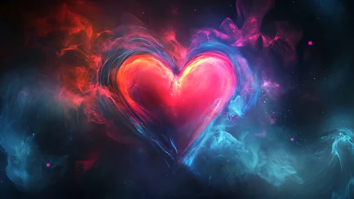 Luminous Heart Pulses Through Cosmic Nebula.