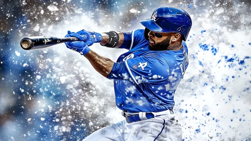 Kinetic baseball swing rendered in high-energy digital painting.