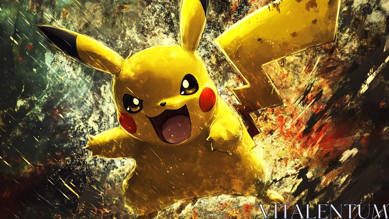 Electric creature leaps through a storm of blazing color