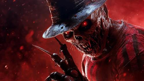 Nightmare scarecrow grins while molten claws catch the light