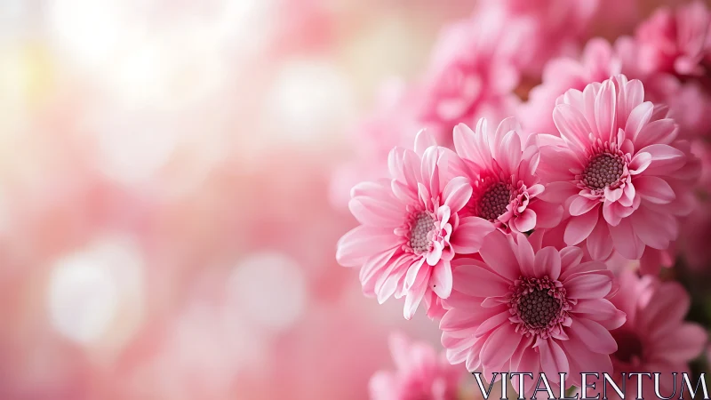 Pink Gerbera Daisies in Soft Focus Garden